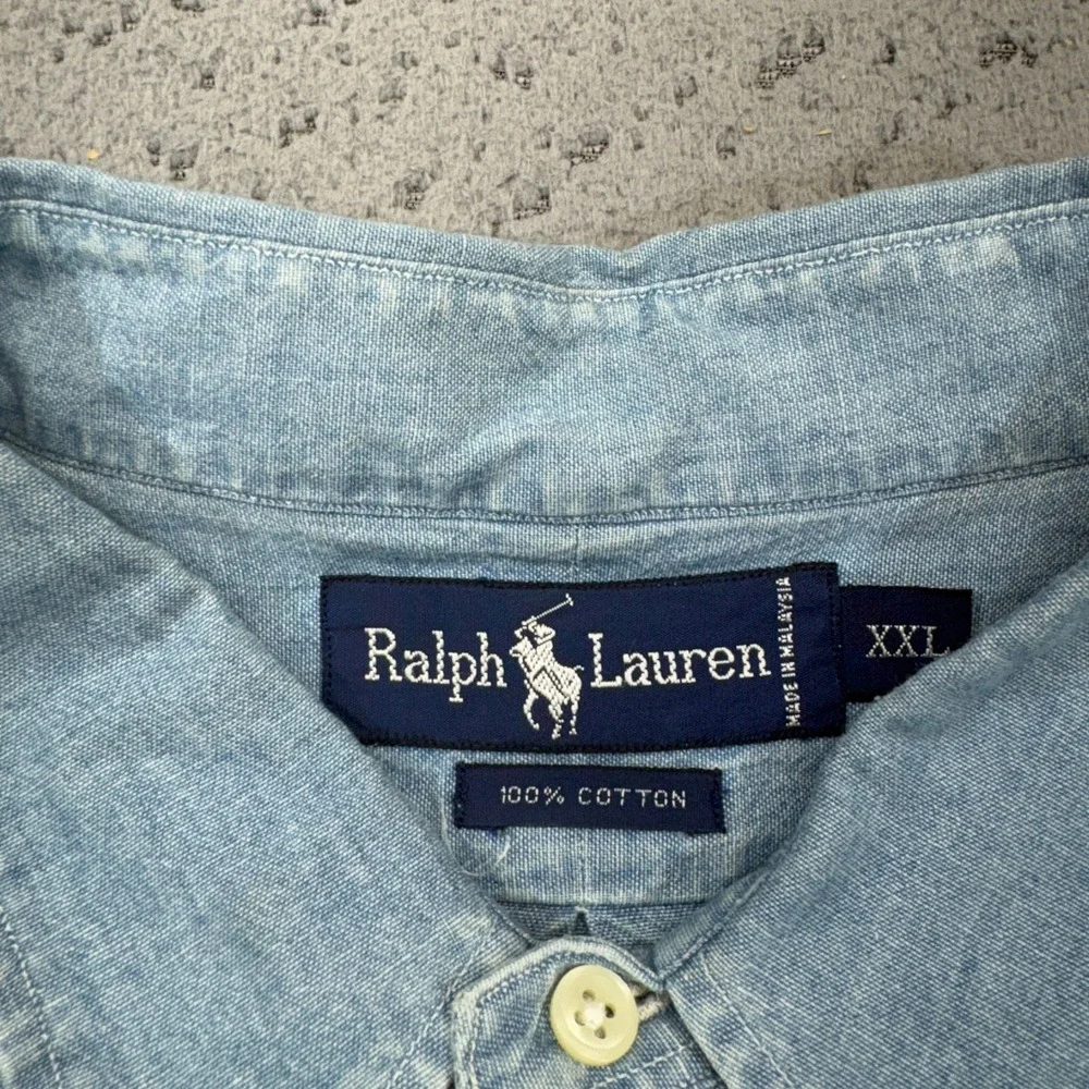 Polo Ralph Lauren Chambray Shirt Mens XXL Blue Button Down Denim Pony Preppy